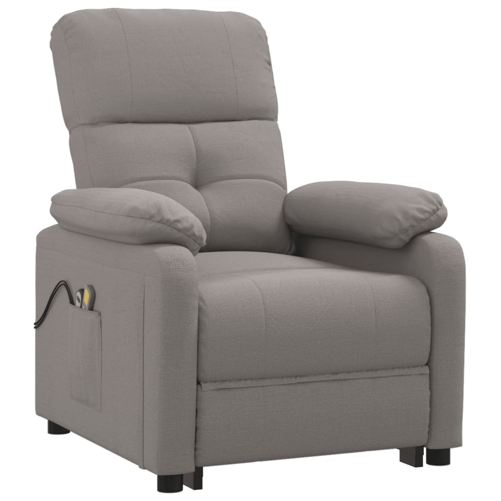 vidaXL Fotoliu de masaj electric rabatabil, gri taupe, textil