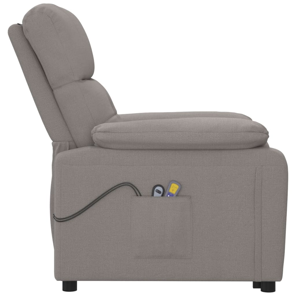 vidaXL Fotoliu de masaj electric rabatabil, gri taupe, textil