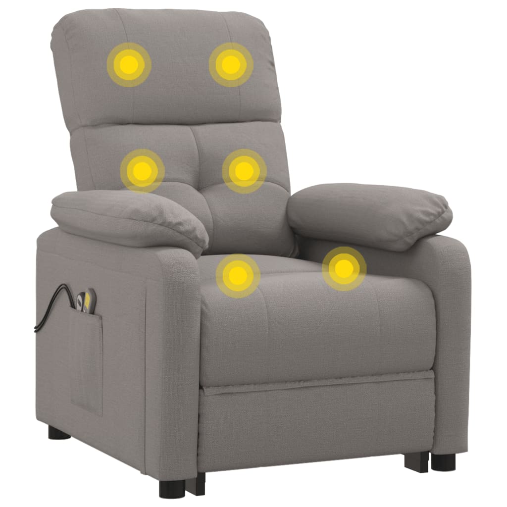 vidaXL Fotoliu de masaj electric rabatabil, gri taupe, textil