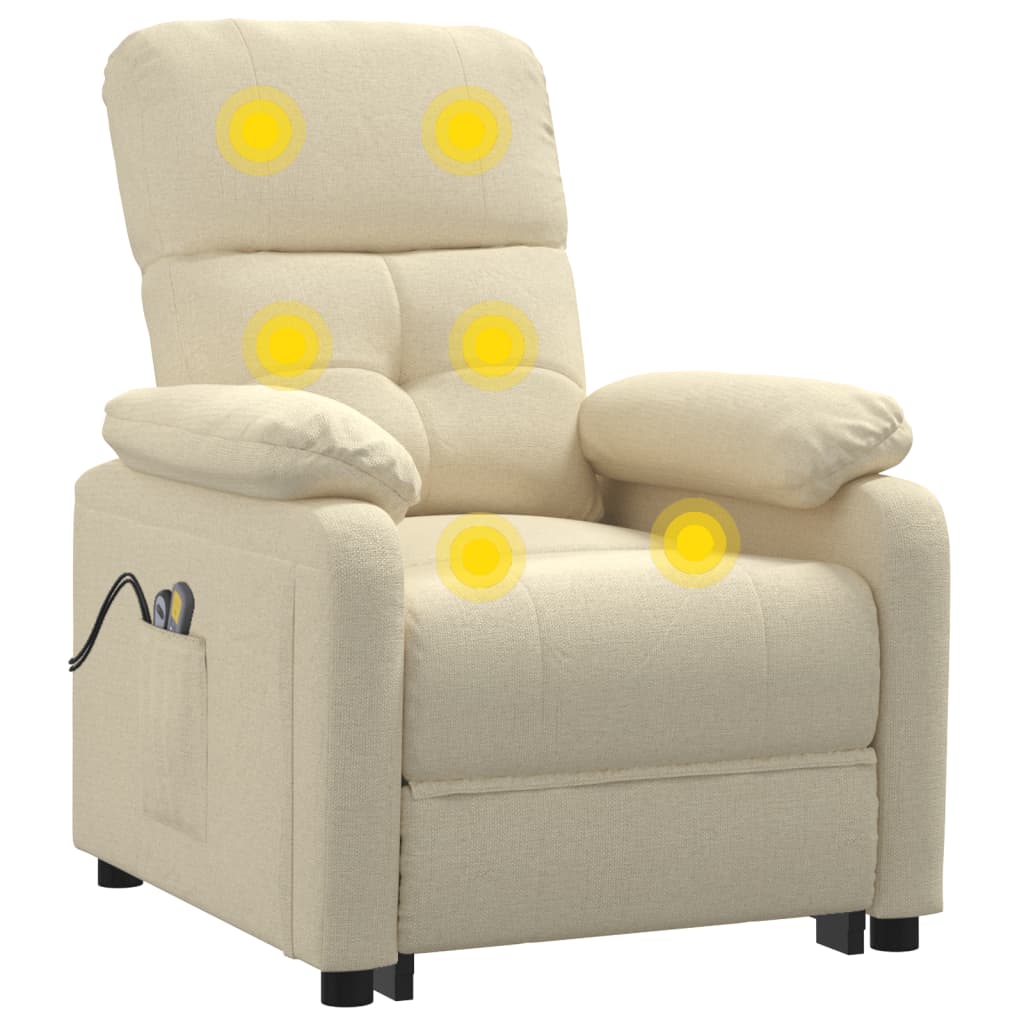 vidaXL Fotoliu de masaj electric rabatabil, crem, textil vidaXL Fotoliu de masaj electric rabatabil, crem, textil