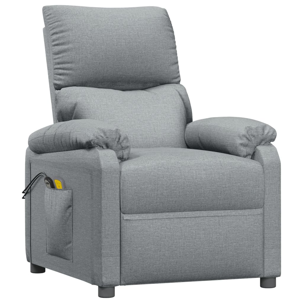 vidaXL Fotoliu de masaj electric rabatabil, gri deschis, textil vidaXL Fotoliu de masaj electric rabatabil, gri deschis, textil