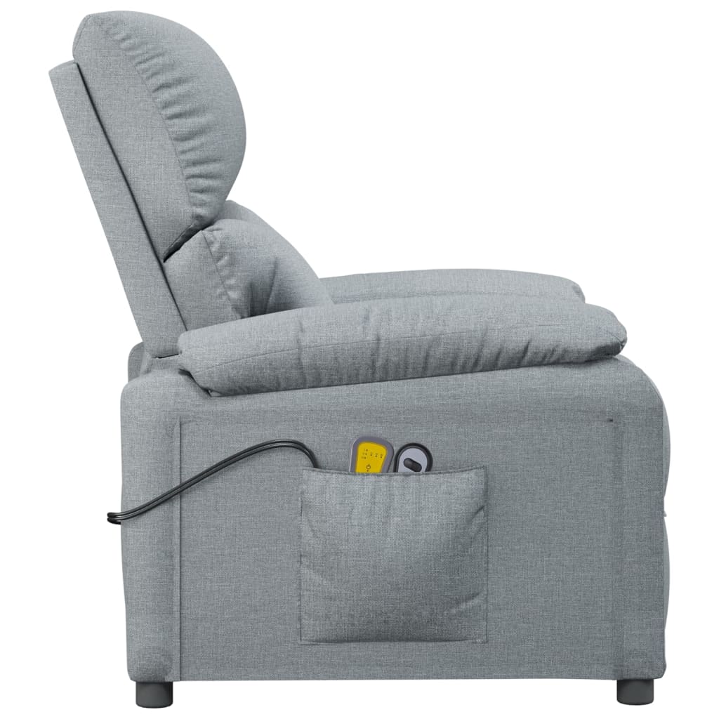 vidaXL Fotoliu de masaj electric rabatabil, gri deschis, textil vidaXL Fotoliu de masaj electric rabatabil, gri deschis, textil