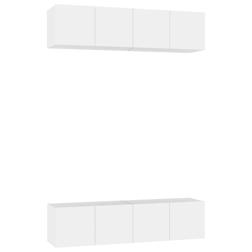 vidaXL Set dulapuri TV, 4 piese, alb, 60x30x30 cm, lemn prelucrat vidaXL Set dulapuri TV, 4 piese, alb, 60x30x30 cm, lemn prelucrat