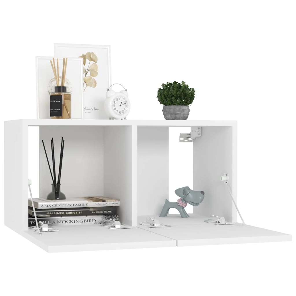 vidaXL Set dulapuri TV, 4 piese, alb, 60x30x30 cm, lemn prelucrat vidaXL Set dulapuri TV, 4 piese, alb, 60x30x30 cm, lemn prelucrat