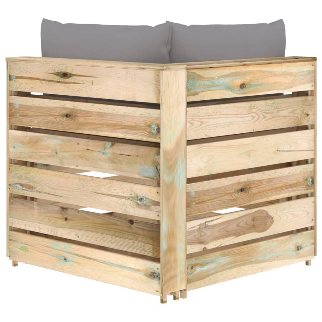 vidaXL Canapea de colț modulară cu perne, lemn verde tratat