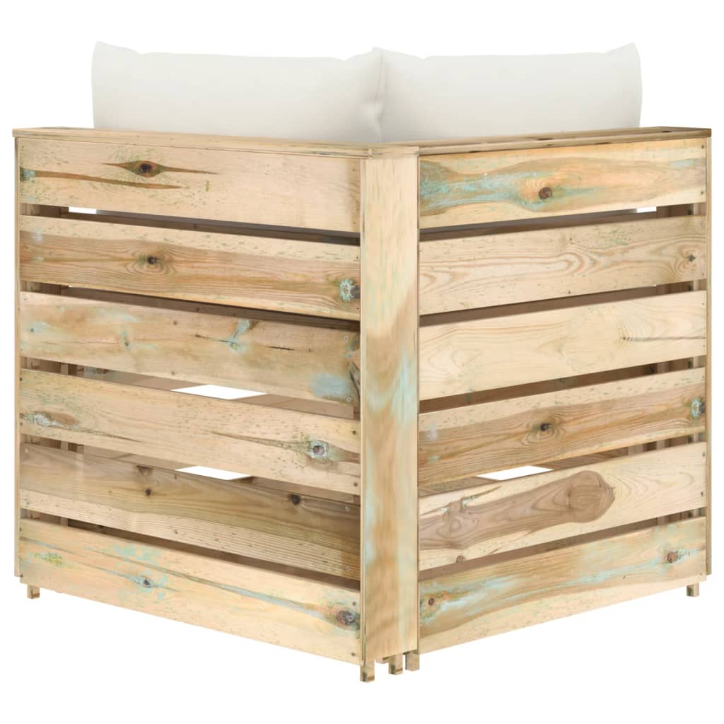 vidaXL Canapea de colț modulară cu perne, lemn verde tratat