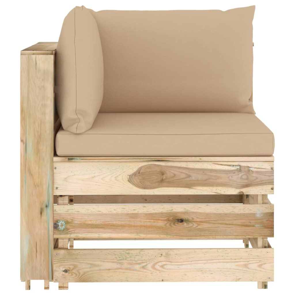 vidaXL Canapea de colț modulară cu perne, lemn verde tratat