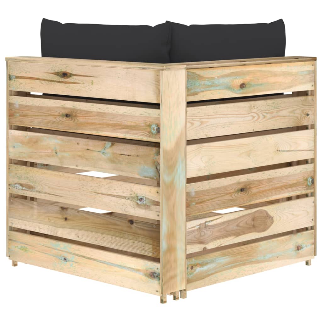 vidaXL Canapea de colț modulară cu perne, lemn verde tratat