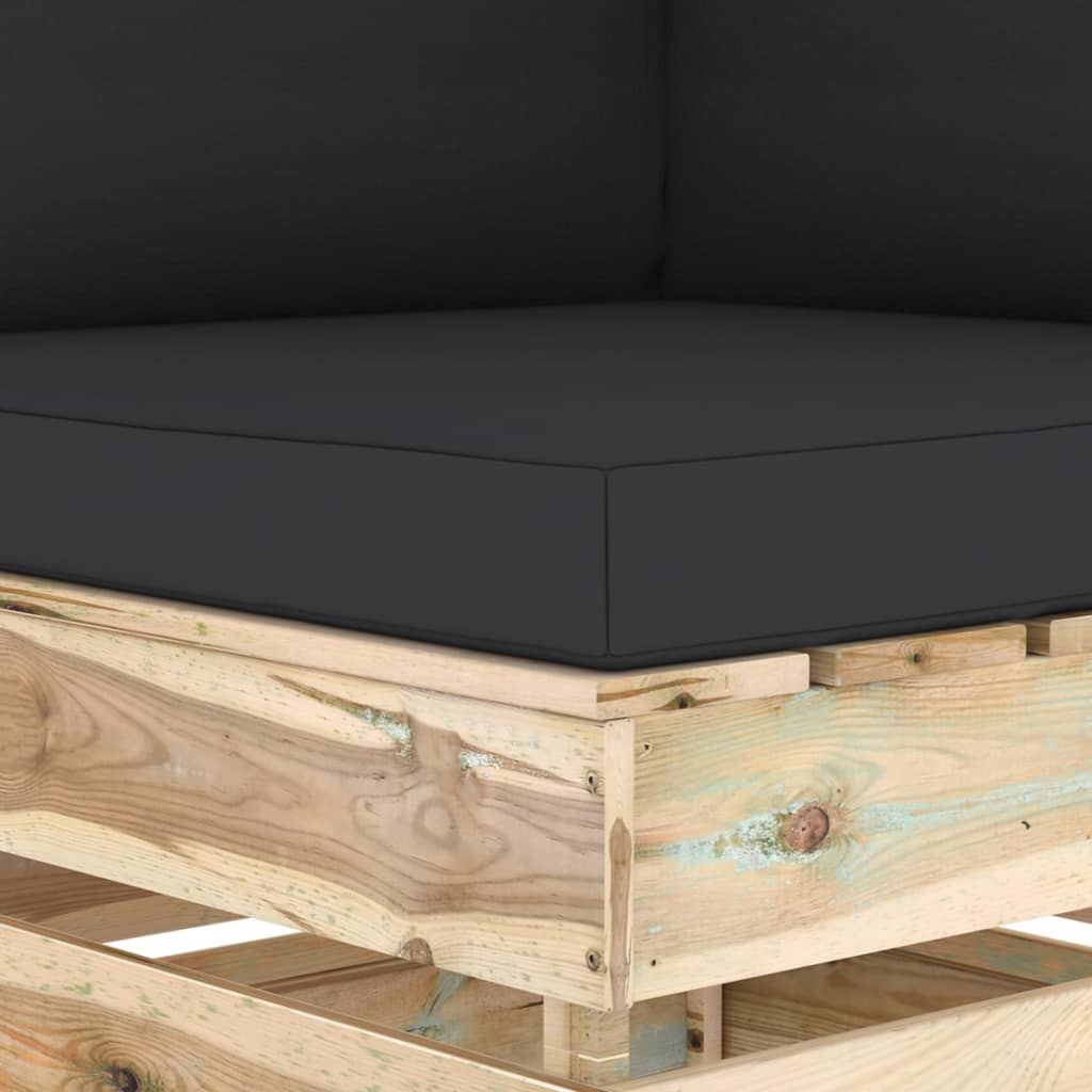 vidaXL Canapea de colț modulară cu perne, lemn verde tratat