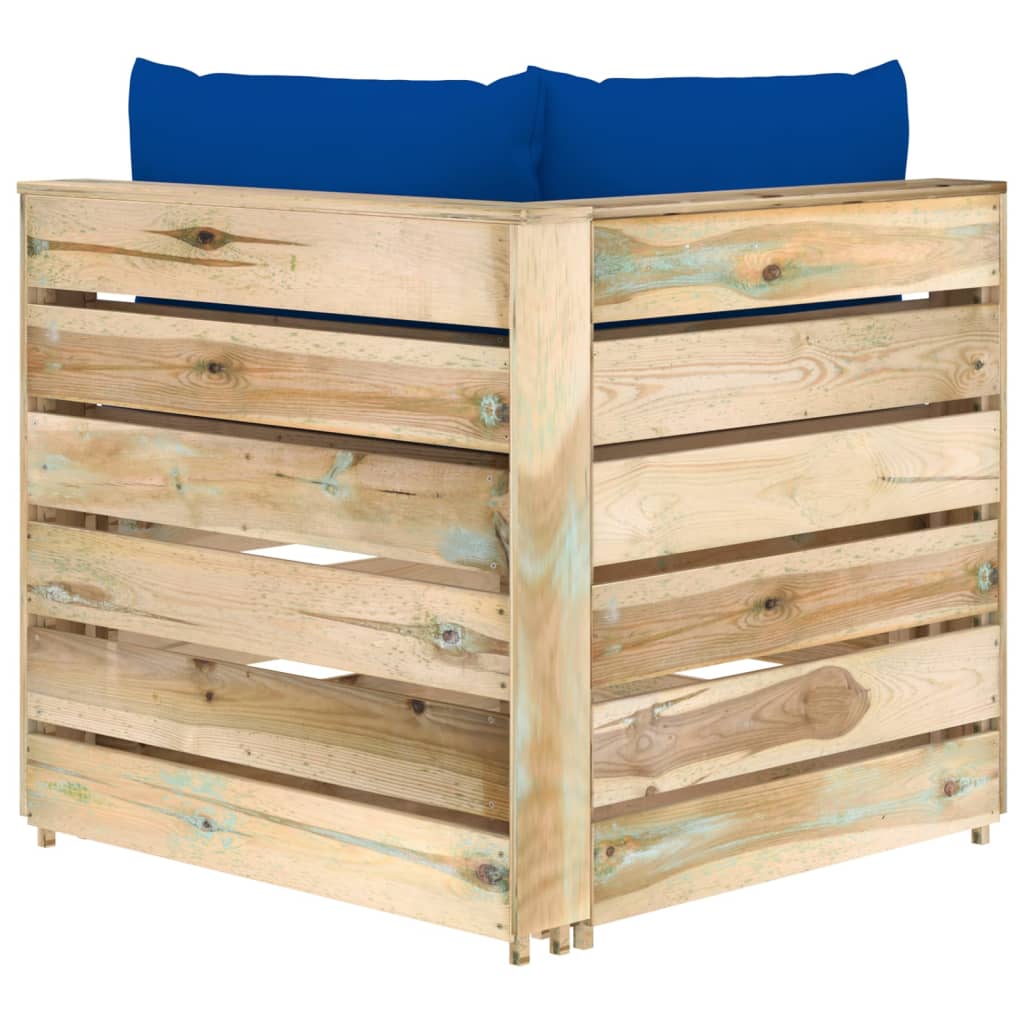 vidaXL Canapea de colț modulară cu perne, lemn verde tratat