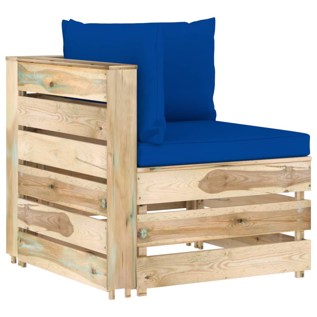 vidaXL Canapea de colț modulară cu perne, lemn verde tratat