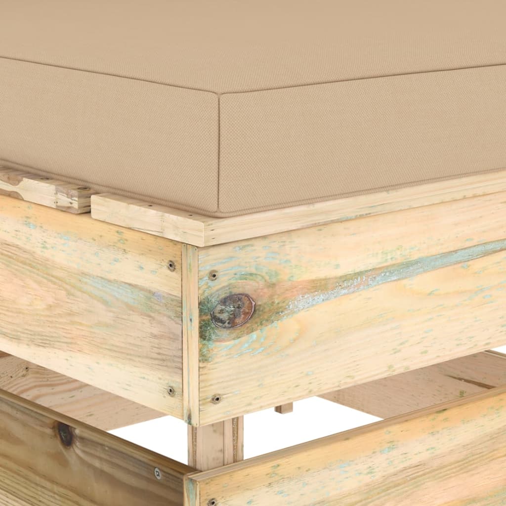 vidaXL Canapea de mijloc modulară cu perne, verde, lemn impregnat vidaXL Canapea de mijloc modulară cu perne, verde, lemn impregnat