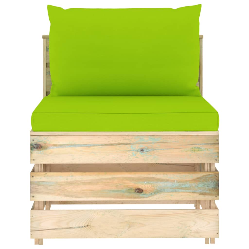 vidaXL Canapea de mijloc modulară cu perne, lemn verde tratat vidaXL Canapea de mijloc modulară cu perne, lemn verde tratat