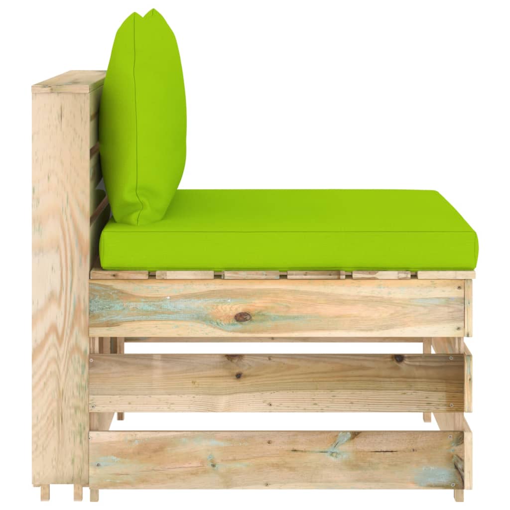 vidaXL Canapea de mijloc modulară cu perne, lemn verde tratat vidaXL Canapea de mijloc modulară cu perne, lemn verde tratat
