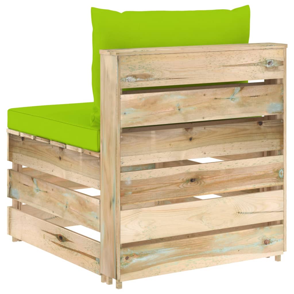 vidaXL Canapea de mijloc modulară cu perne, lemn verde tratat vidaXL Canapea de mijloc modulară cu perne, lemn verde tratat