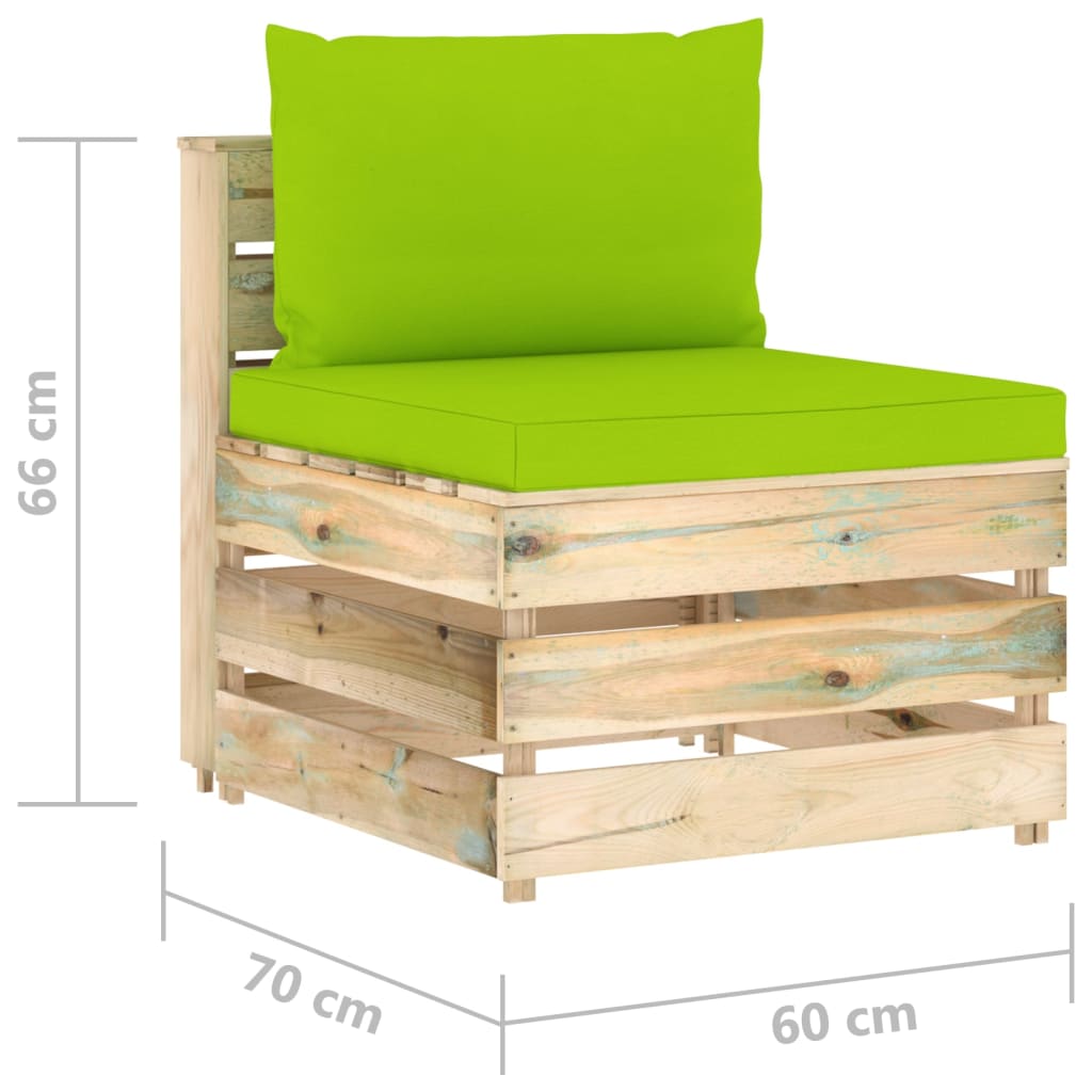 vidaXL Canapea de mijloc modulară cu perne, lemn verde tratat vidaXL Canapea de mijloc modulară cu perne, lemn verde tratat