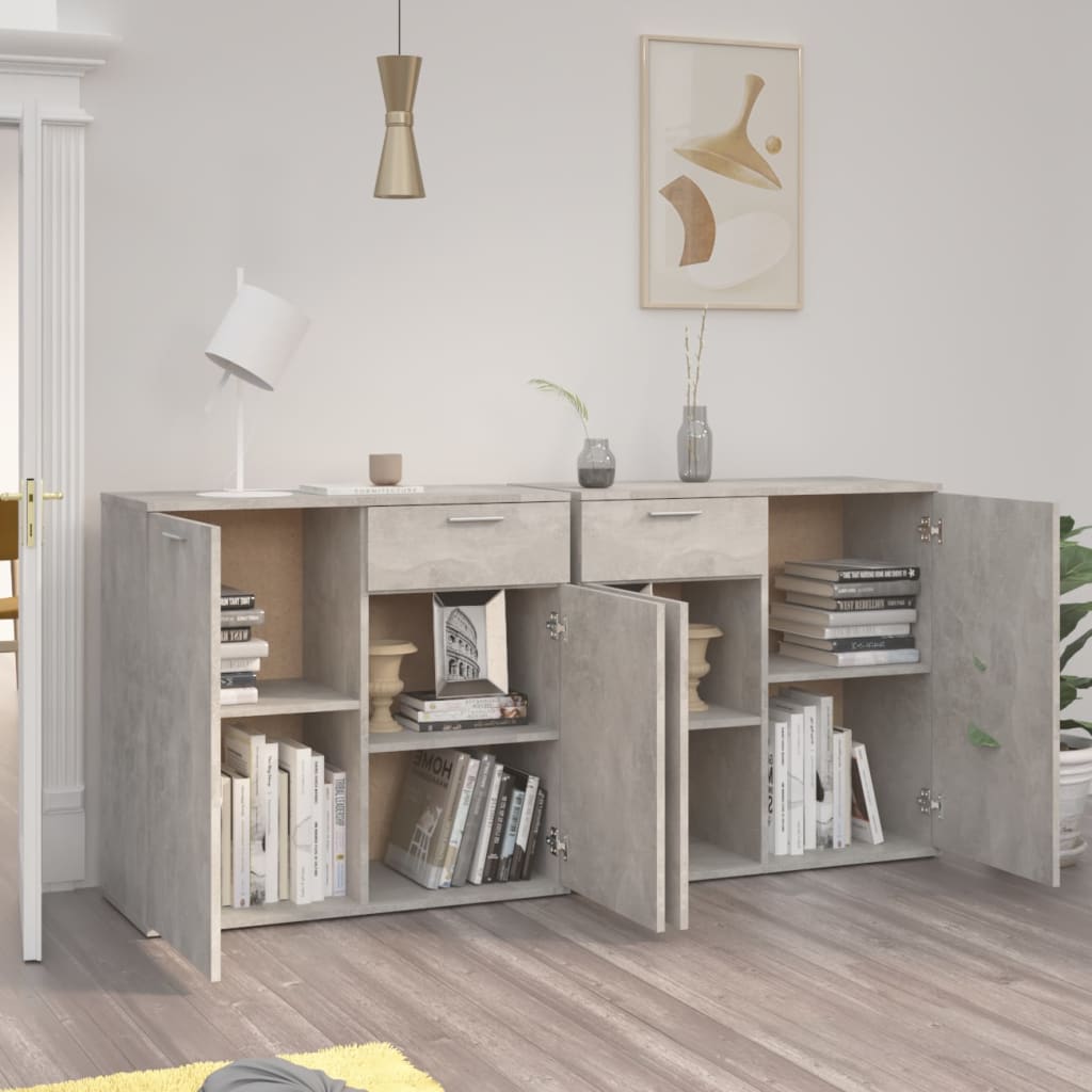 vidaXL Servantă, gri beton, 160x36x75 cm, lemn prelucrat vidaXL Servantă, gri beton, 160x36x75 cm, lemn prelucrat