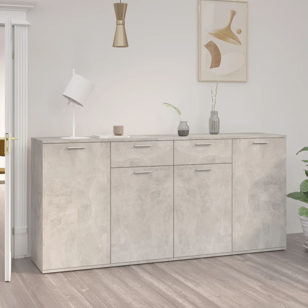 vidaXL Servantă, gri beton, 160x36x75 cm, lemn prelucrat vidaXL Servantă, gri beton, 160x36x75 cm, lemn prelucrat