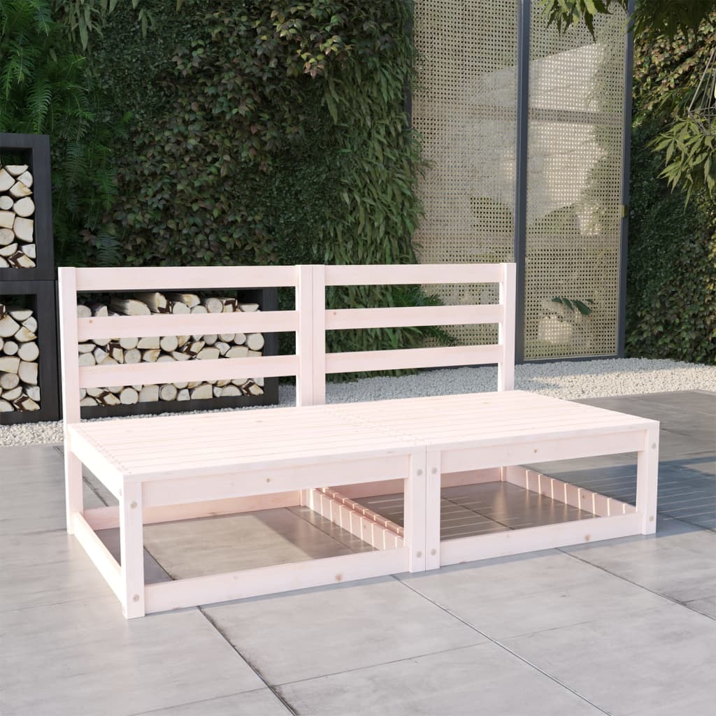 vidaXL Set mobilier de grădină cu 2 locuri, alb, lemn masiv de pin vidaXL Set mobilier de grădină cu 2 locuri, alb, lemn masiv de pin