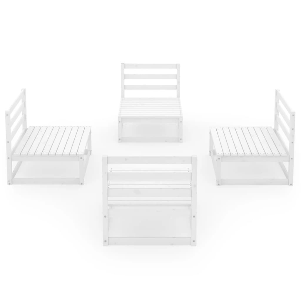 vidaXL Set mobilier de grădină, 4 piese, alb, lemn masiv de pin vidaXL Set mobilier de grădină, 4 piese, alb, lemn masiv de pin