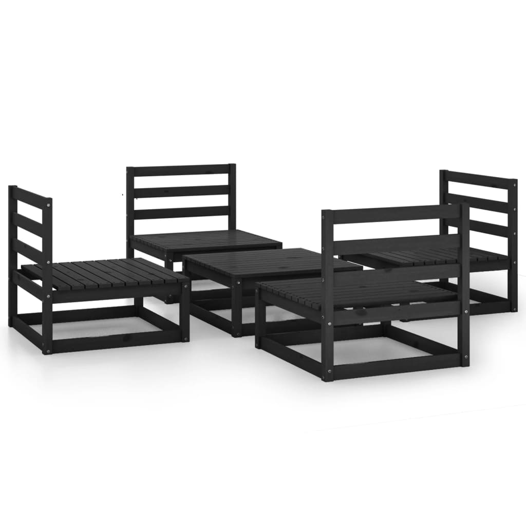 vidaXL Set mobilier de grădină, 5 piese, negru, lemn masiv de pin vidaXL Set mobilier de grădină, 5 piese, negru, lemn masiv de pin