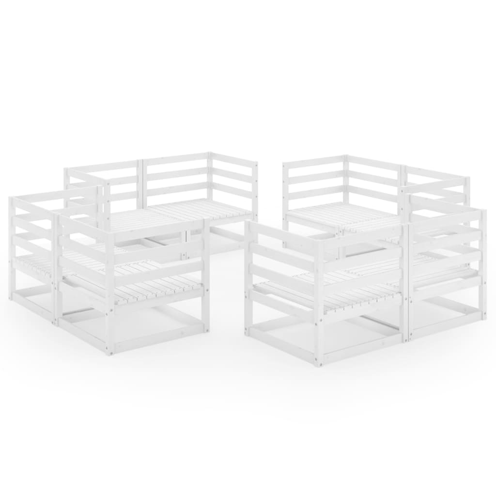 vidaXL Set mobilier de grădină, 8 piese, alb, lemn masiv de pin