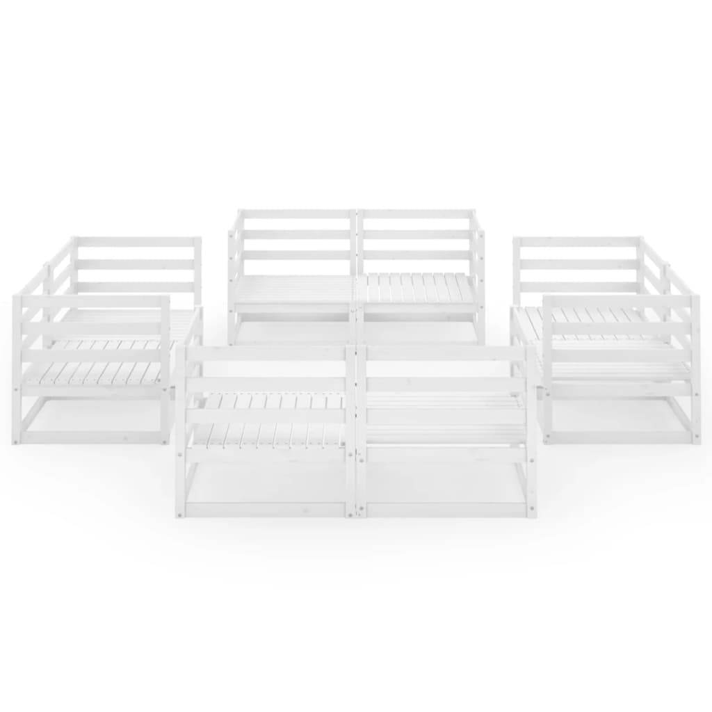 vidaXL Set mobilier de grădină, 8 piese, alb, lemn masiv de pin