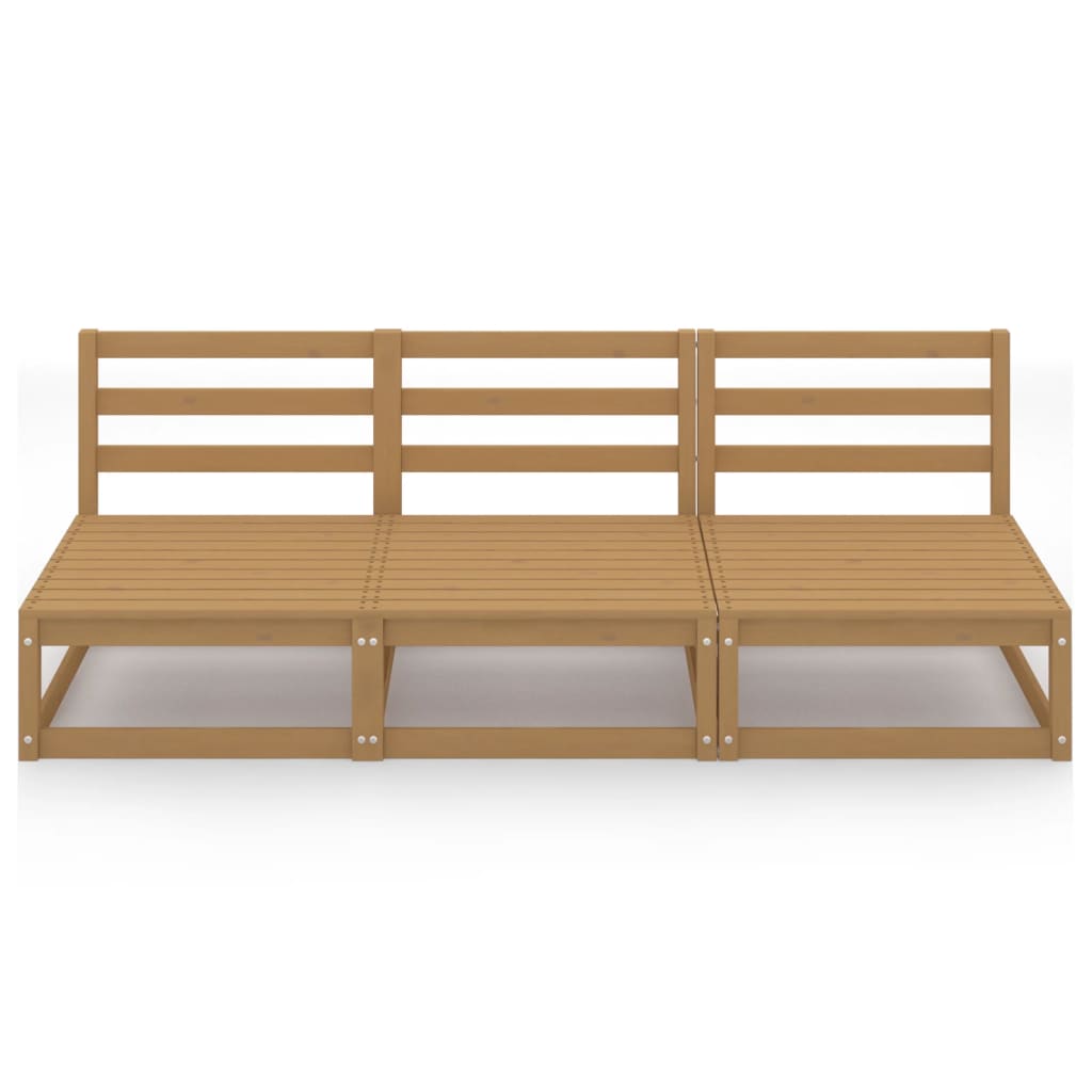 vidaXL Canapea de grădină cu 3 locuri, maro miere, lemn masiv de pin