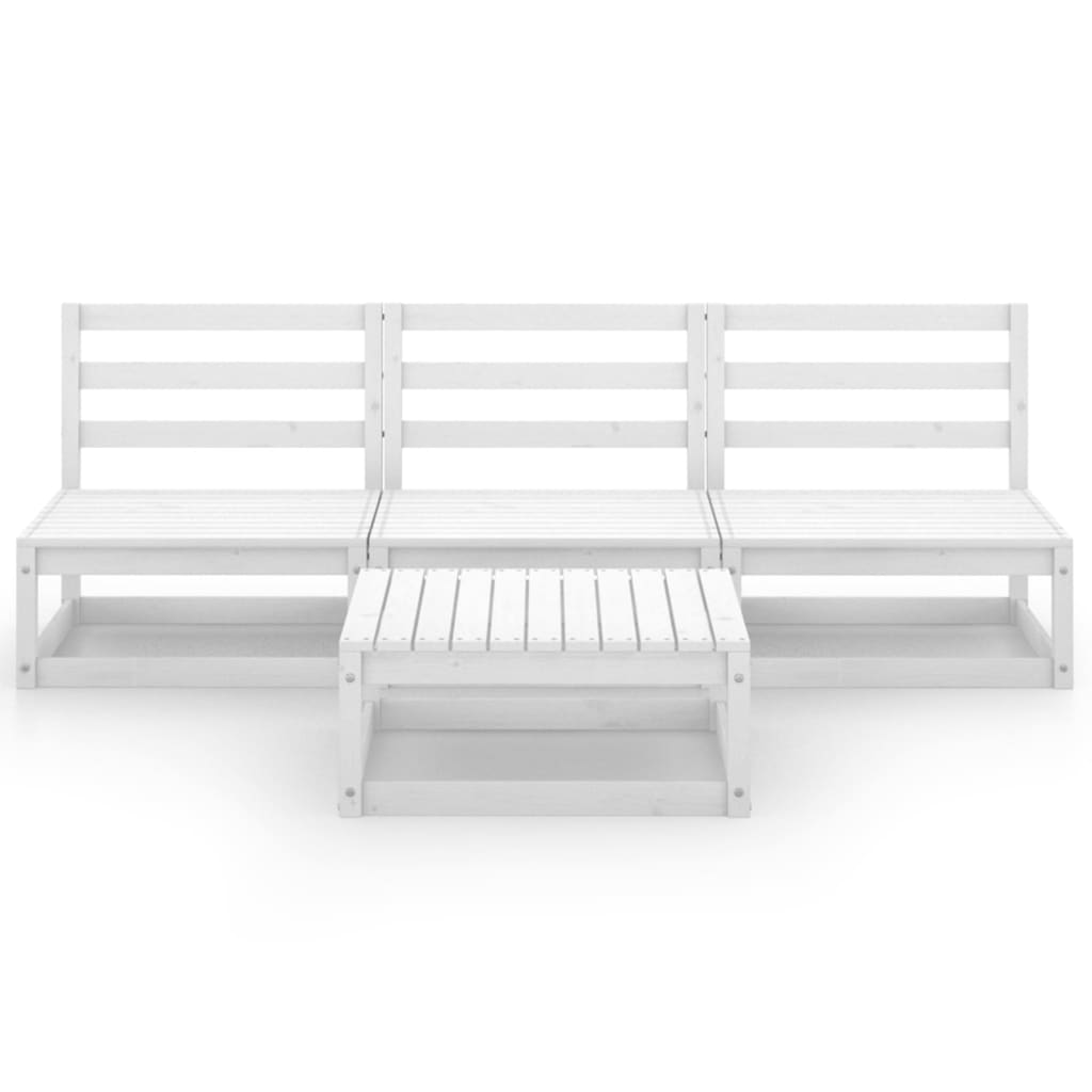 vidaXL Set mobilier de grădină, 4 piese, alb, lemn masiv de pin vidaXL Set mobilier de grădină, 4 piese, alb, lemn masiv de pin