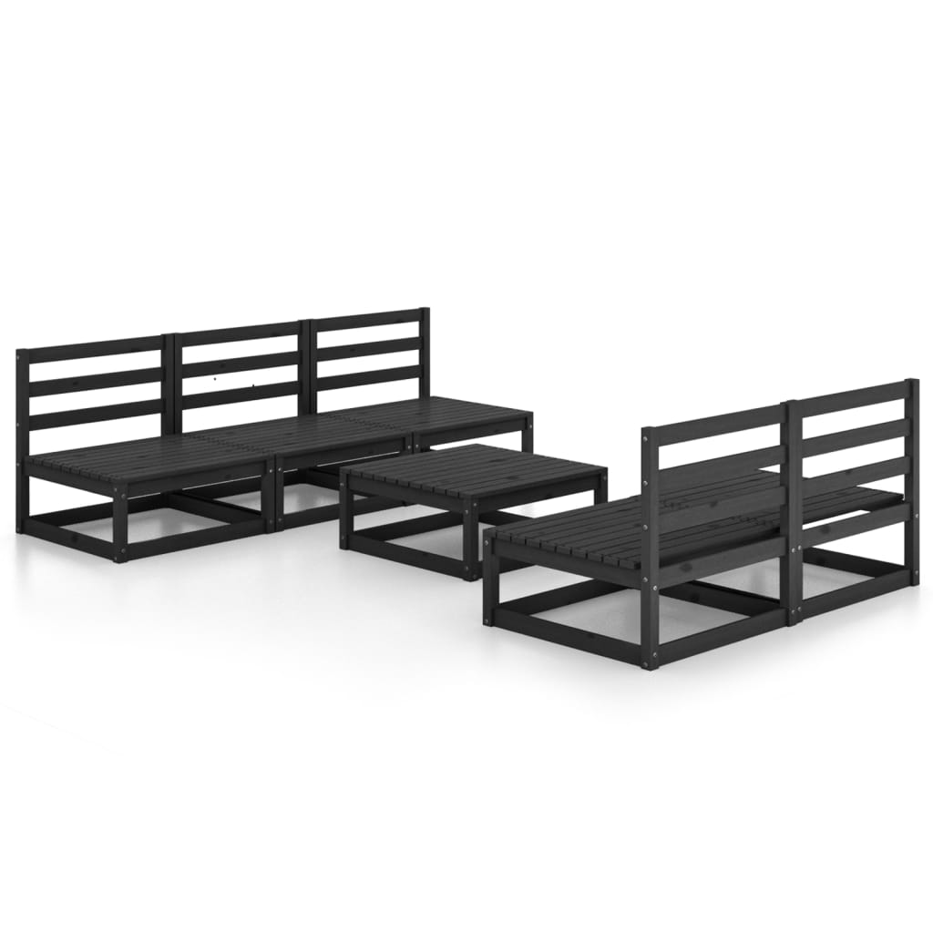 vidaXL Set mobilier de grădină, 6 piese, negru, lemn masiv de pin