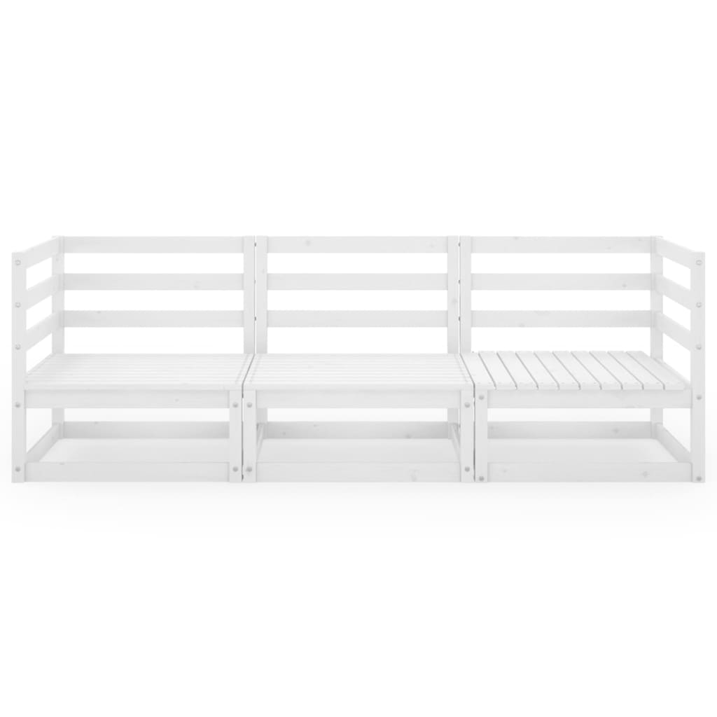 vidaXL Canapea de grădină cu 3 locuri, alb, lemn masiv de pin