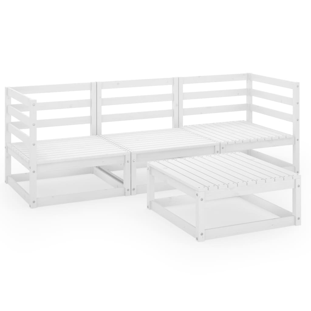 vidaXL Set mobilier de grădină, 4 piese, alb, lemn masiv de pin