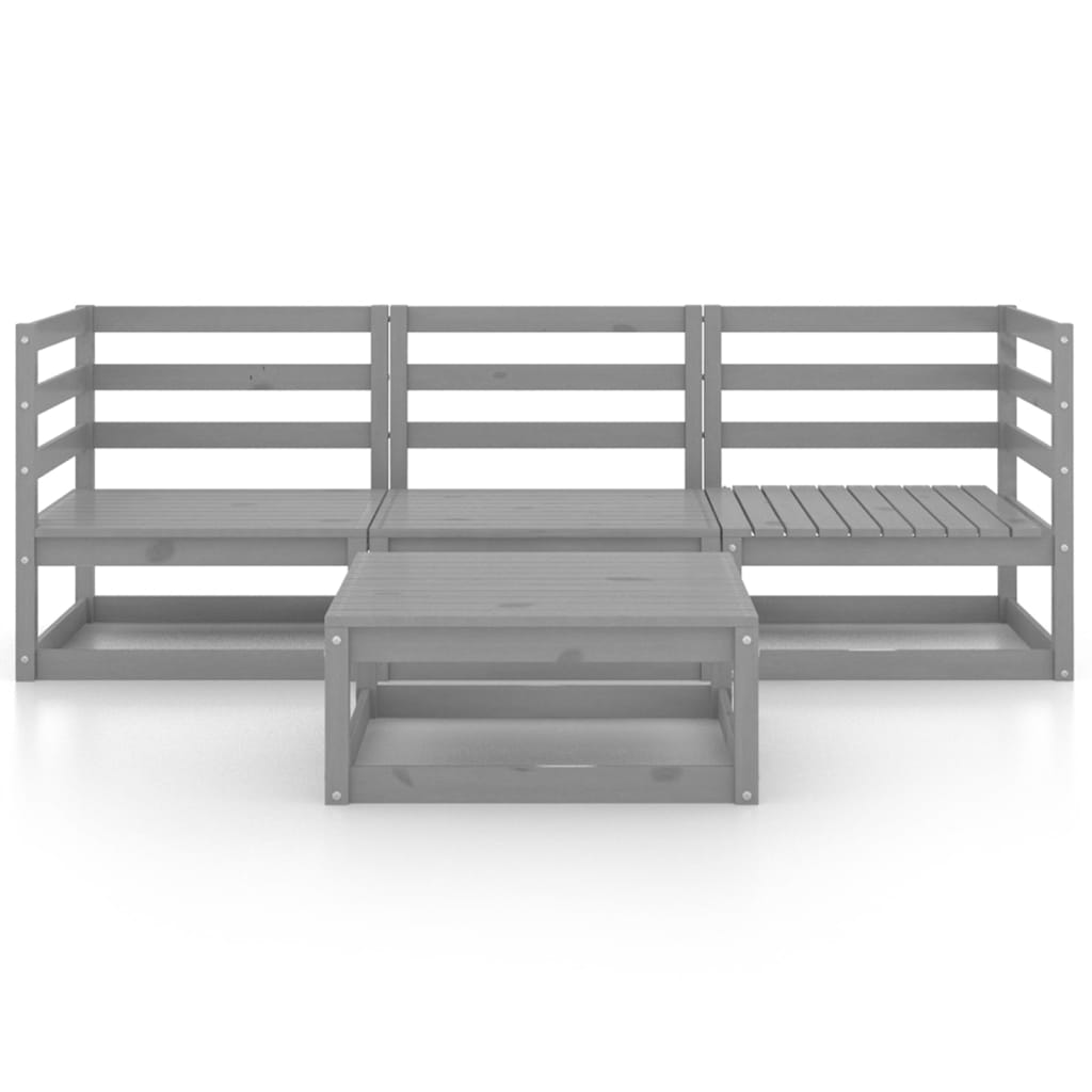 vidaXL Set mobilier de grădină, 4 piese, gri, lemn masiv de pin