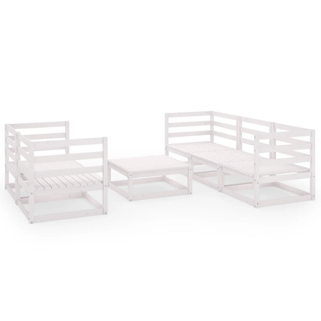 vidaXL Set mobilier de grădină, 6 piese, alb, lemn masiv de pin vidaXL Set mobilier de grădină, 6 piese, alb, lemn masiv de pin