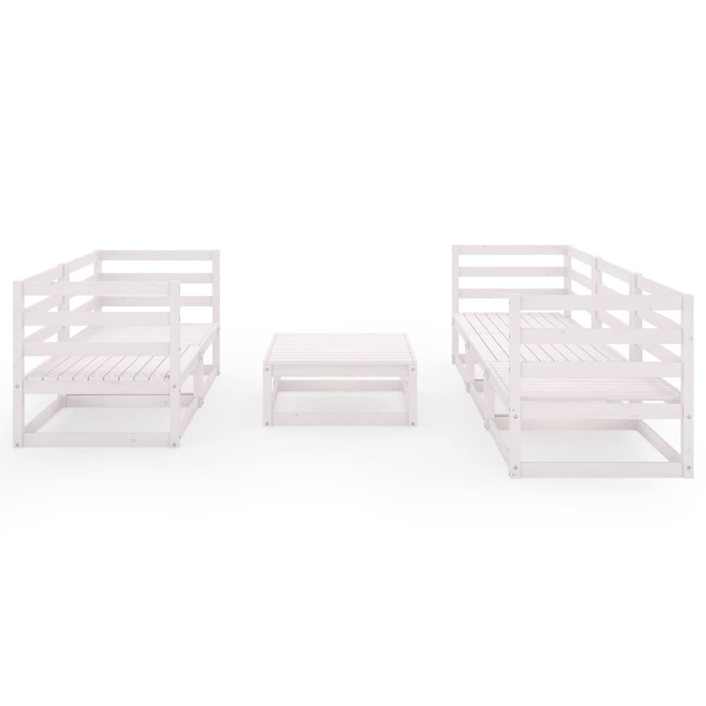 vidaXL Set mobilier de grădină, 6 piese, alb, lemn masiv de pin vidaXL Set mobilier de grădină, 6 piese, alb, lemn masiv de pin