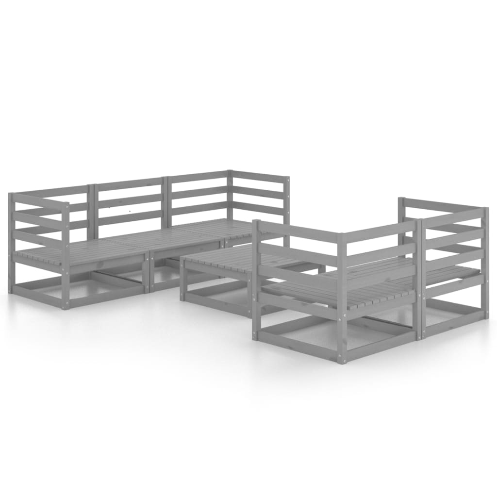 vidaXL Set mobilier de grădină, 6 piese, gri, lemn masiv de pin vidaXL Set mobilier de grădină, 6 piese, gri, lemn masiv de pin