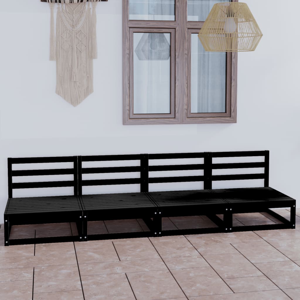 vidaXL Set mobilier de grădină cu 4 locuri, negru, lemn masiv de pin vidaXL Set mobilier de grădină cu 4 locuri, negru, lemn masiv de pin