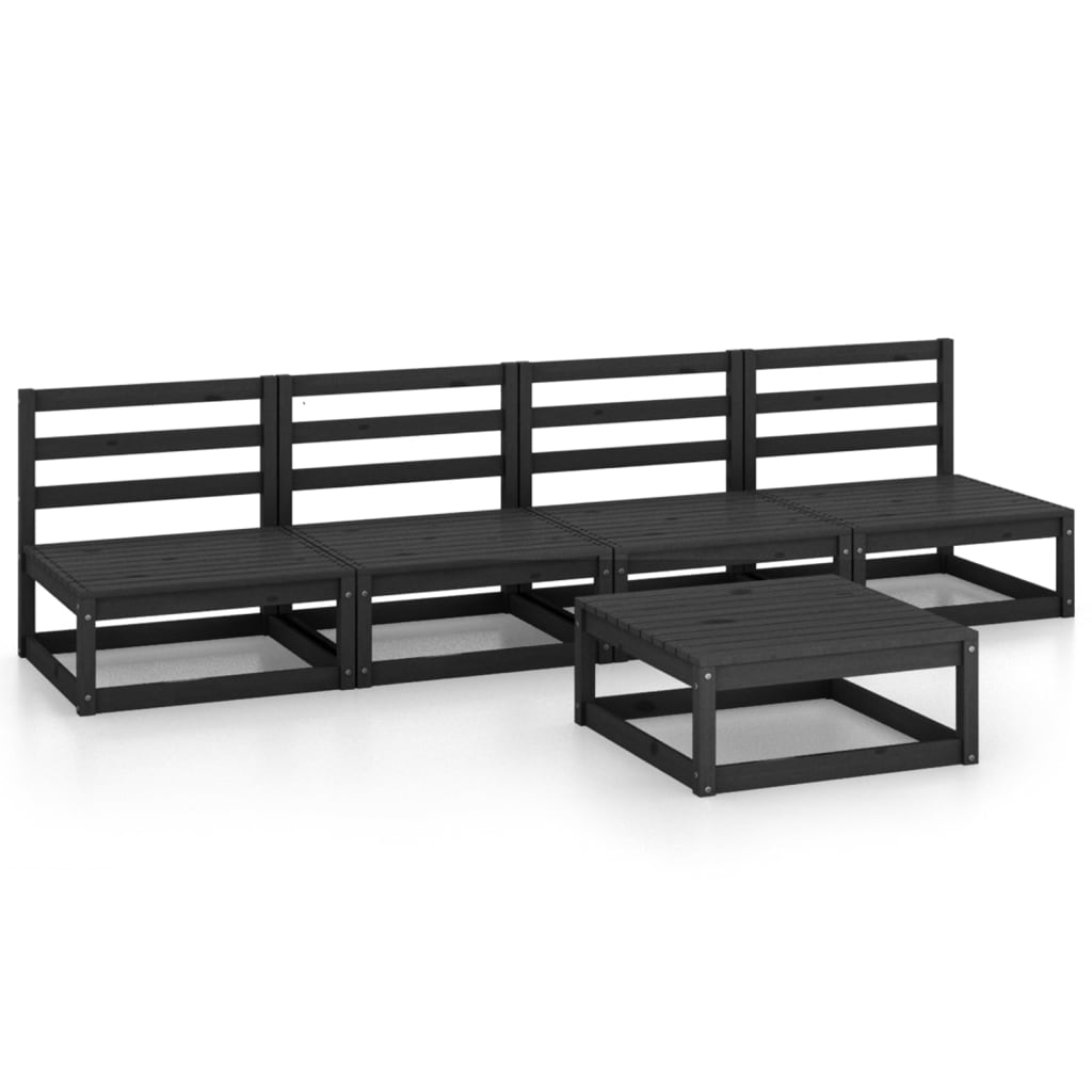 vidaXL Set mobilier de grădină, 5 piese, negru, lemn masiv de pin vidaXL Set mobilier de grădină, 5 piese, negru, lemn masiv de pin