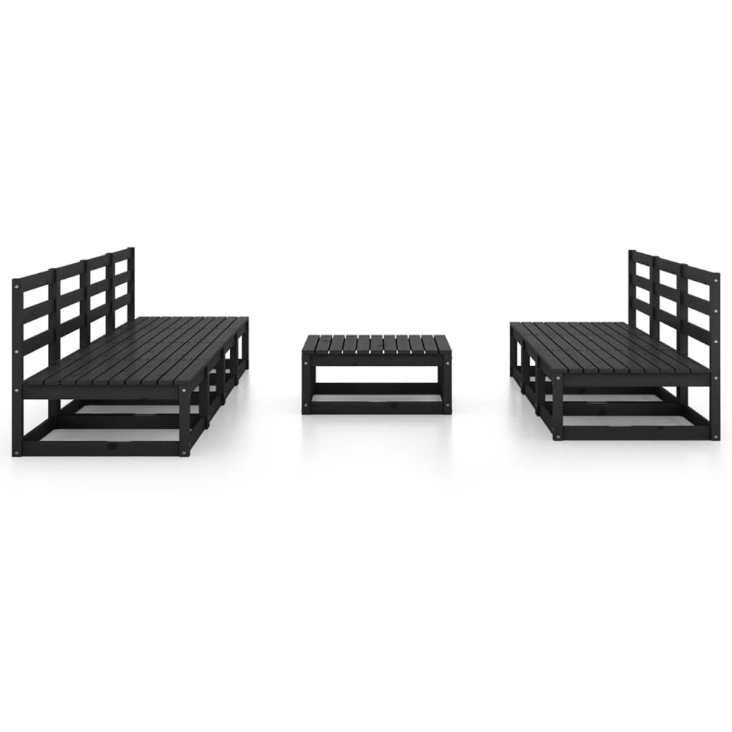vidaXL Set mobilier de grădină, 8 piese, negru, lemn masiv de pin