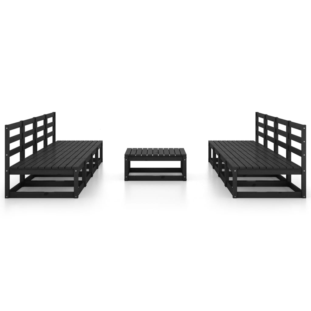 vidaXL Set mobilier de grădină, 9 piese, negru, lemn masiv de pin vidaXL Set mobilier de grădină, 9 piese, negru, lemn masiv de pin