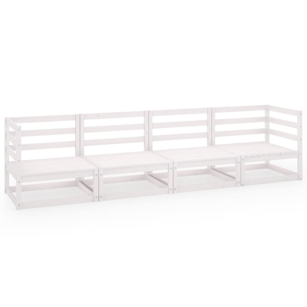 vidaXL Set mobilier de grădină cu 4 locuri, alb, lemn masiv de pin vidaXL Set mobilier de grădină cu 4 locuri, alb, lemn masiv de pin