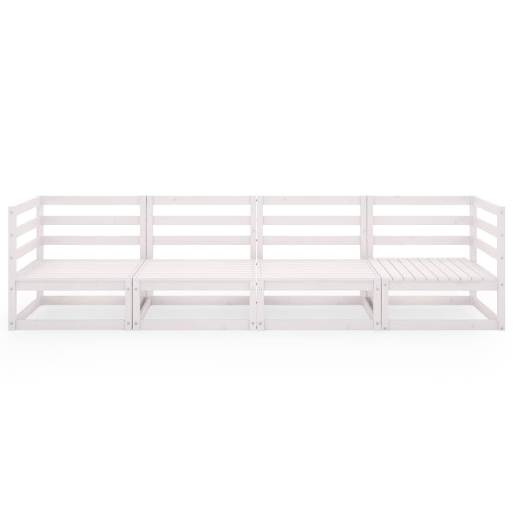 vidaXL Set mobilier de grădină cu 4 locuri, alb, lemn masiv de pin vidaXL Set mobilier de grădină cu 4 locuri, alb, lemn masiv de pin