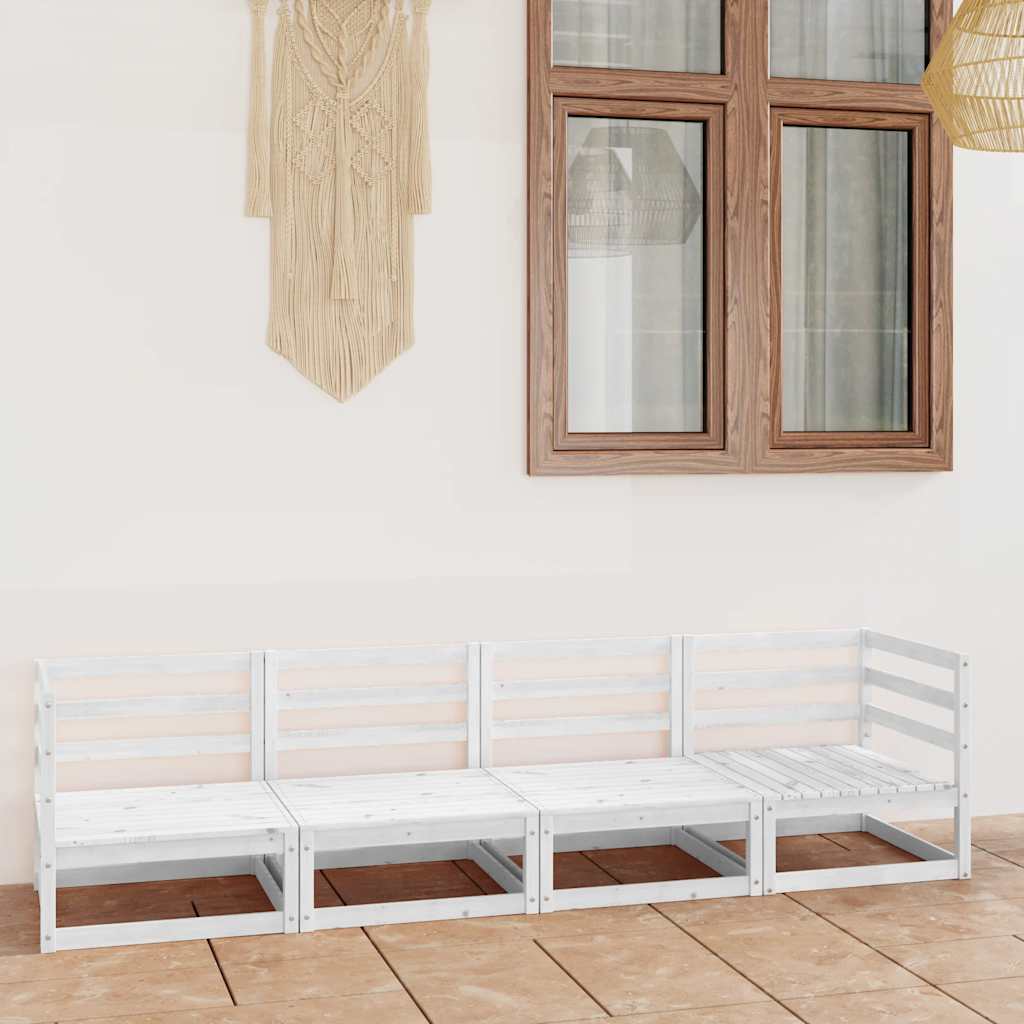 vidaXL Set mobilier de grădină cu 4 locuri, alb, lemn masiv de pin vidaXL Set mobilier de grădină cu 4 locuri, alb, lemn masiv de pin