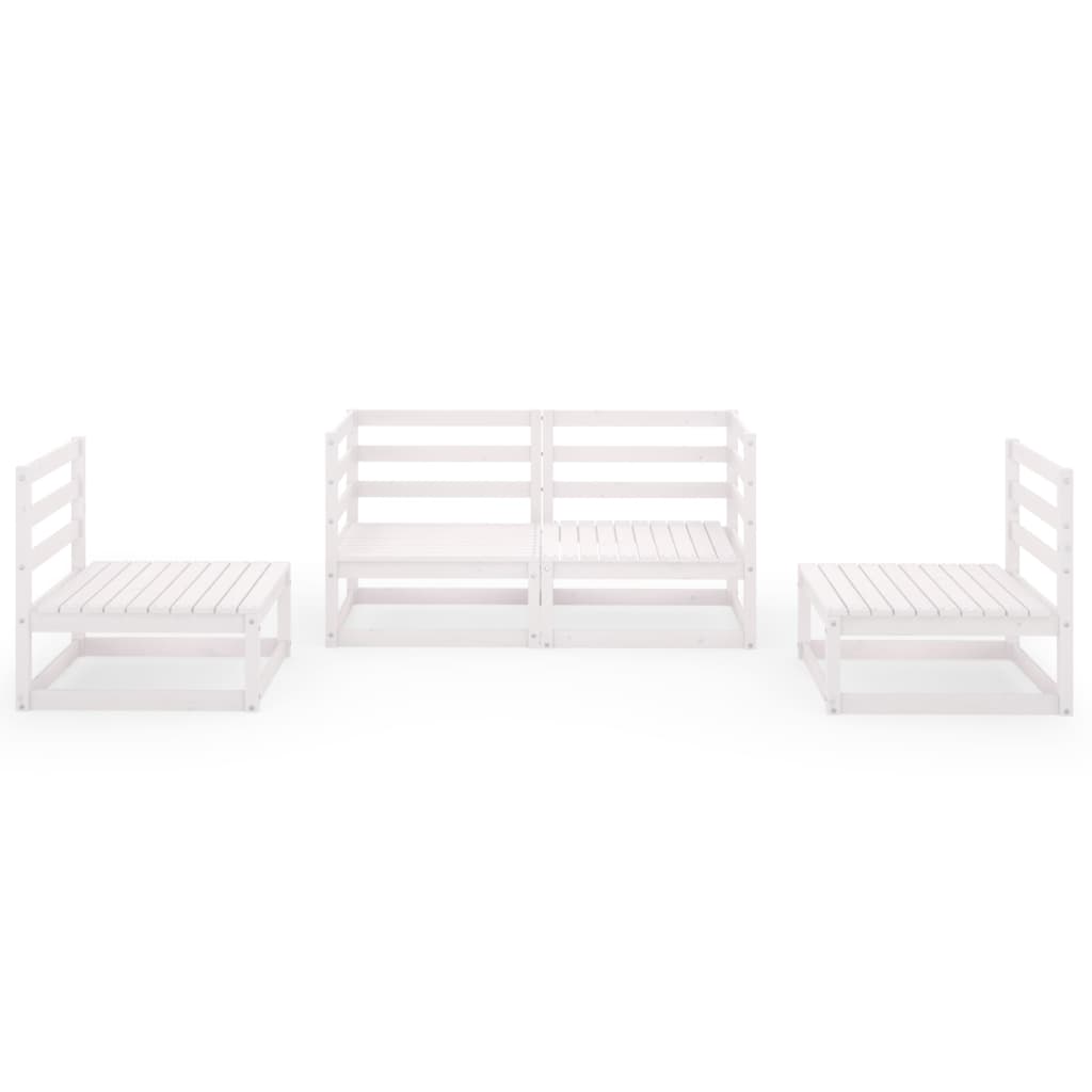 vidaXL Set mobilier de grădină, 4 piese, alb, lemn masiv de pin vidaXL Set mobilier de grădină, 4 piese, alb, lemn masiv de pin