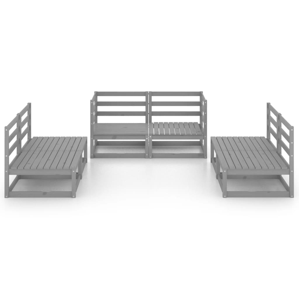 vidaXL Set mobilier de grădină, 6 piese, gri, lemn masiv de pin vidaXL Set mobilier de grădină, 6 piese, gri, lemn masiv de pin