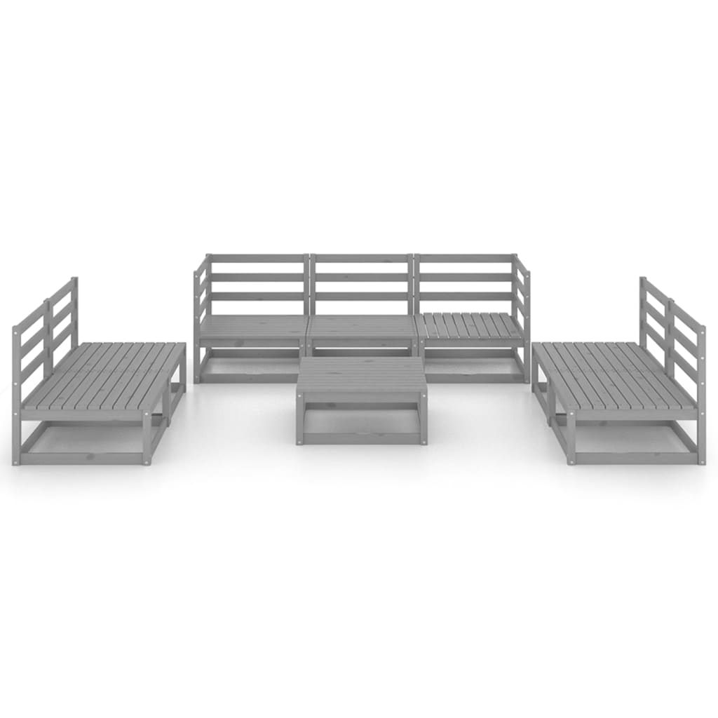 vidaXL Set mobilier de grădină, 8 piese, gri, lemn masiv de pin