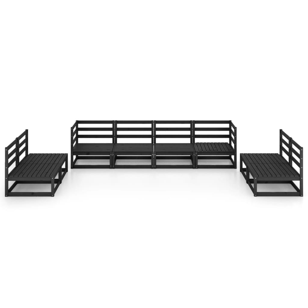 vidaXL Set mobilier de grădină, 8 piese, negru, lemn masiv de pin