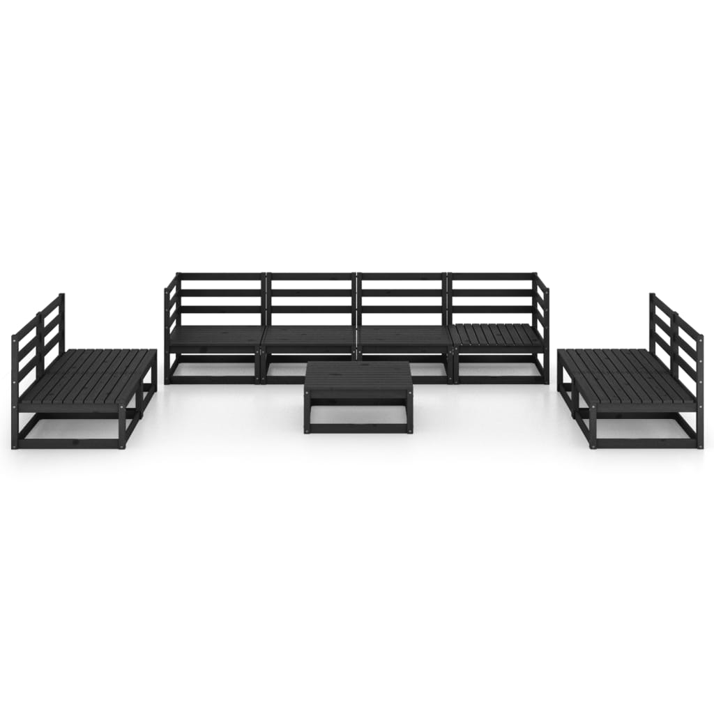 vidaXL Set mobilier de grădină, 9 piese, negru, lemn masiv de pin vidaXL Set mobilier de grădină, 9 piese, negru, lemn masiv de pin