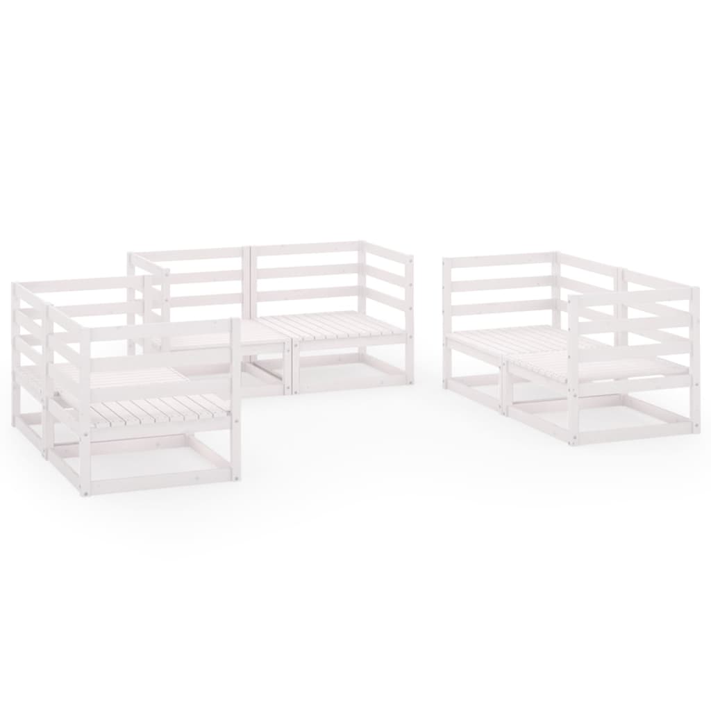 vidaXL Set mobilier de grădină, 6 piese, alb, lemn masiv de pin vidaXL Set mobilier de grădină, 6 piese, alb, lemn masiv de pin