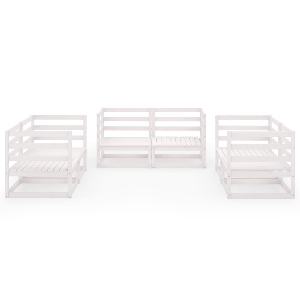 vidaXL Set mobilier de grădină, 6 piese, alb, lemn masiv de pin vidaXL Set mobilier de grădină, 6 piese, alb, lemn masiv de pin